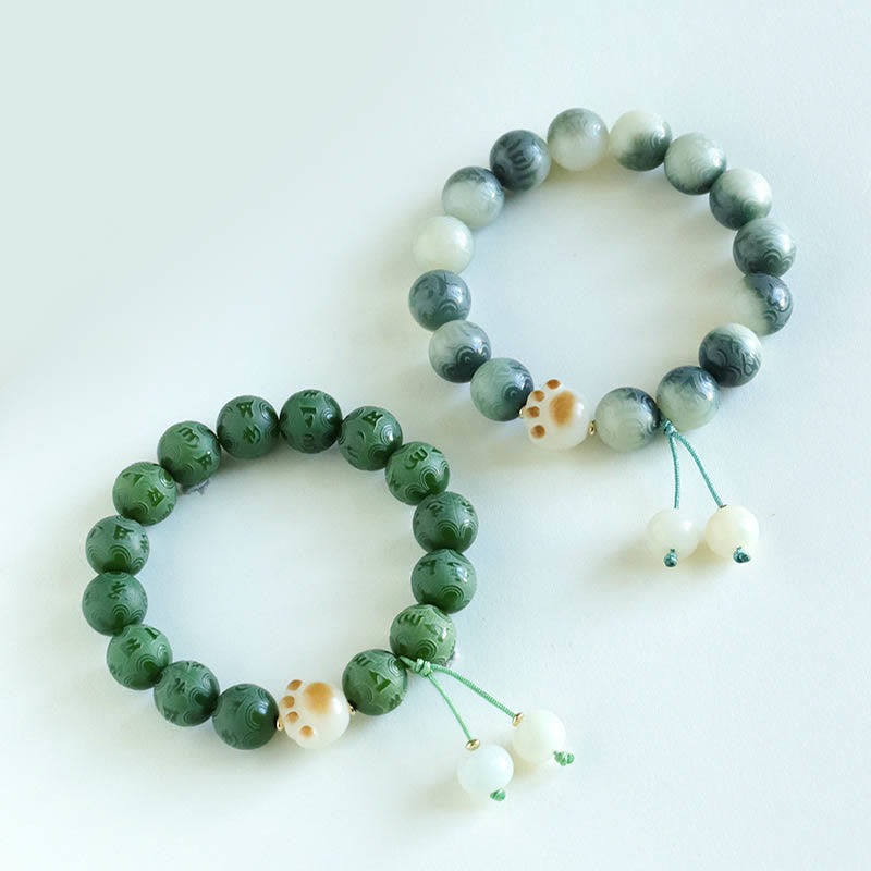 Nimara Ritual Bodhi Seed Om Mani Padme Hum Carved Harmony Bracelet