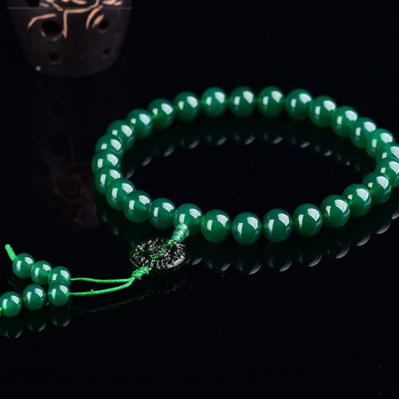 Nimara Ritual Natural Green Agate Wrist Mala Manifestation Pocket Mala Car Decoration