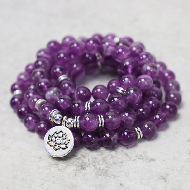 Nimara Ritual Natural Amethyst Purification Mala Bracelet