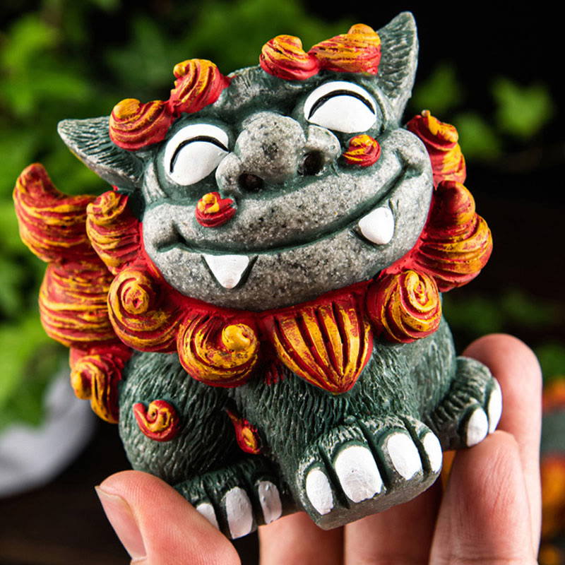 Nimara Ritual Small Pair of Lion Fu Foo Dogs Ward Off Evil Protection Home Resin Decoration