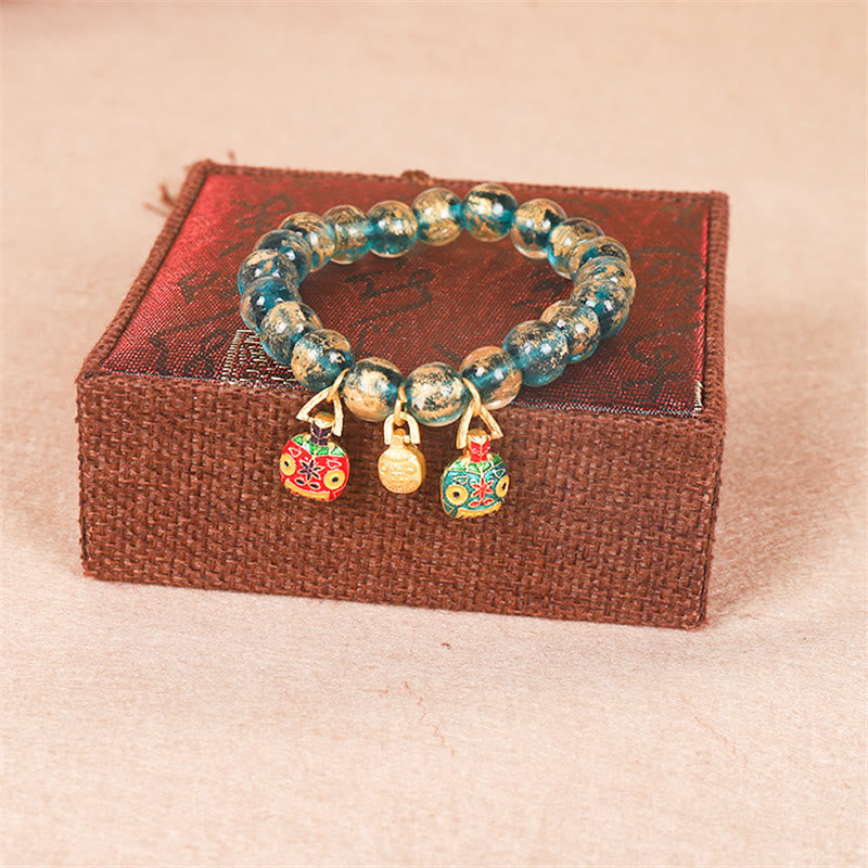 Nimara Ritual Tibetan Gold Swallowing Beast Family Dorje Vajra Strength Bead Bracelet