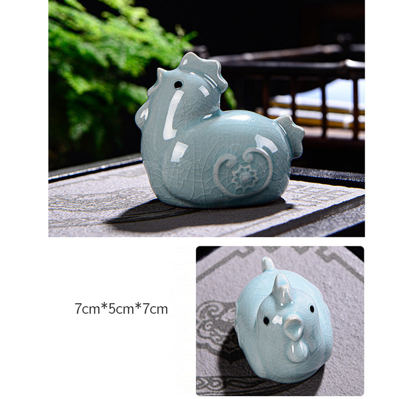 Nimara Ritual Chinese Zodiac Wealth Ceramic Tea Pet Home Figurine Decoration