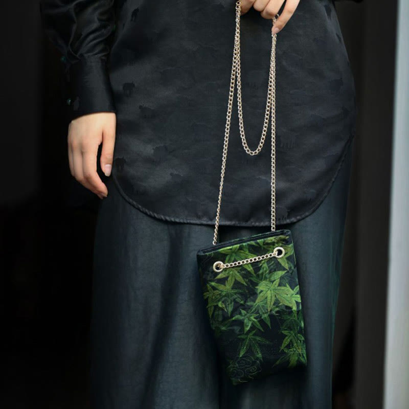Nimara Ritual Small Maple Leaf Persimmon Metal Chain Crossbody Bag Shoulder Bag Cellphone Bag