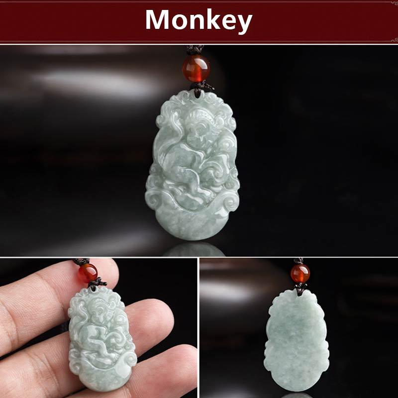 Nimara Ritual Natural Jade 12 Chinese Zodiac Sucess Pendant Necklace
