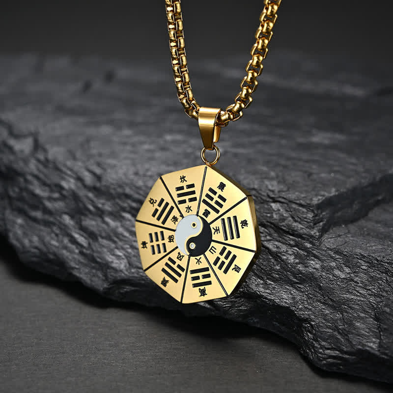 Nimara Ritual Bagua Yin Yang Titanium Steel Balance Necklace Pendant