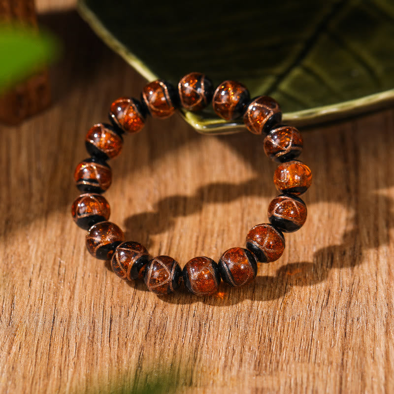 Nimara Ritual Tibetan Classic Liuli Glass Bead Luck Wealth Bracelet