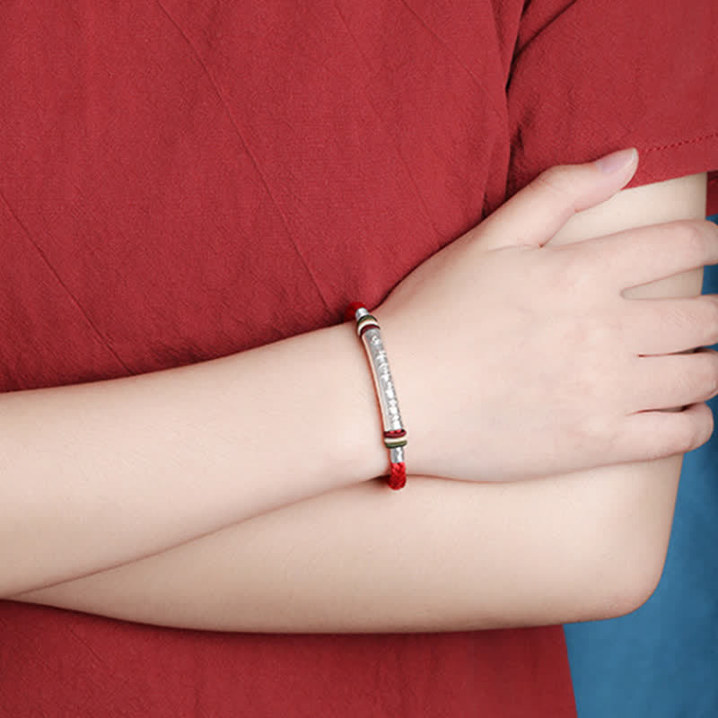 Nimara Ritual 999 Sterling Silver Om Mani Padme Hum Protection Strength String Bracelet