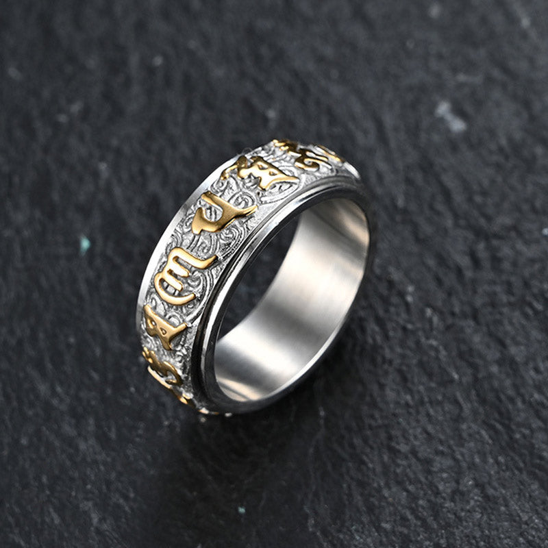 Nimara Ritual Six True Words Balance Calm Titanium Steel Ring