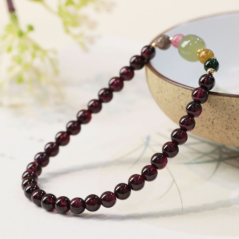 Nimara Ritual Natural Garnet Hetian Jade Tourmaline Bead Passion Bracelet