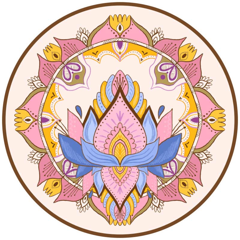 Nimara Ritual Tibetan Lotus Mandala Enlightenment Foldable Natural Rubber Yoga Mat Decoration
