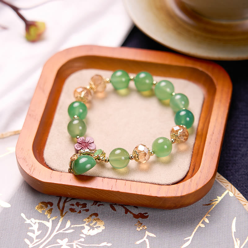 Nimara Ritual Natural Red Agate Green Agate Gourd Cinnabar Flower Beads Confidence Bracelet