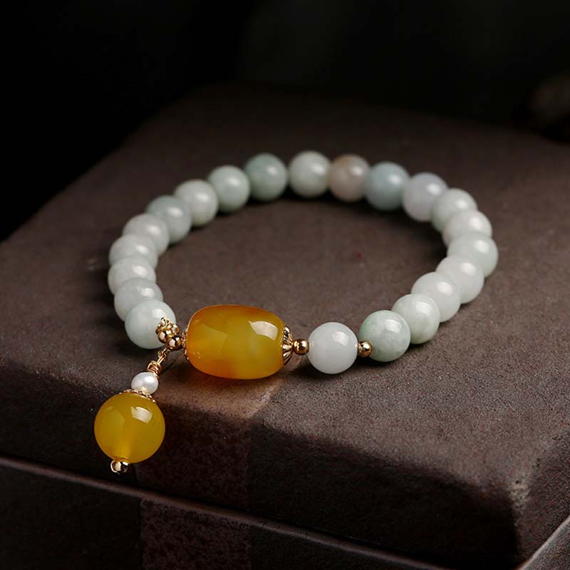 Nimara Ritual Natural White Jade Agate Protection Bracelet