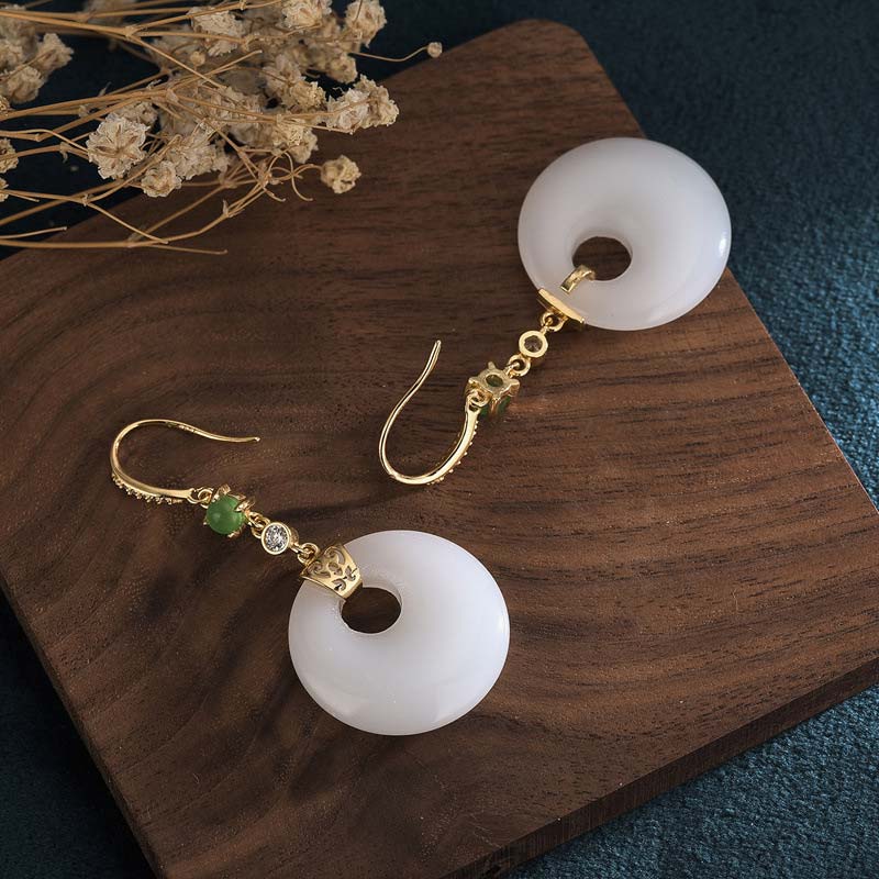 Nimara Ritual FengShui White Jade Blessing Drop Earrings
