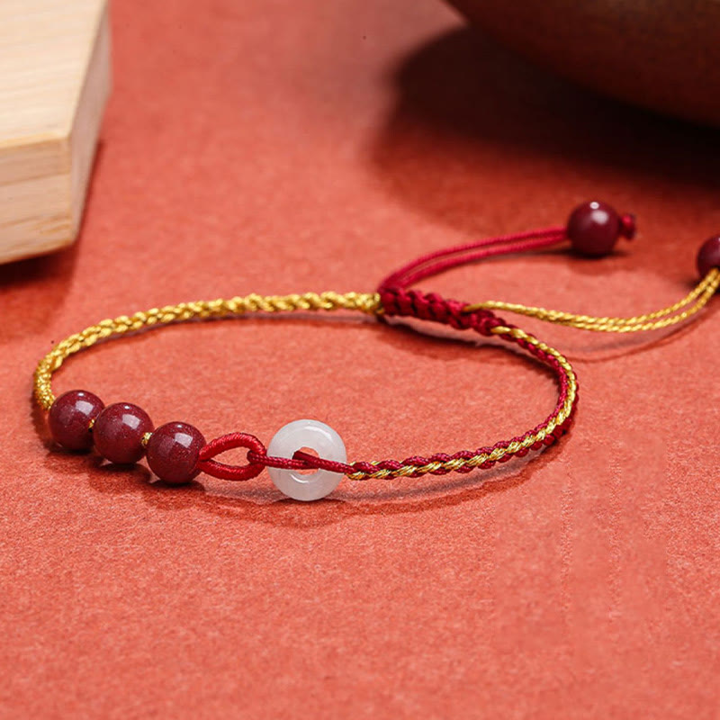 Nimara Ritual Natural Cinnabar Jade Peace Buckle Blessing Bracelet