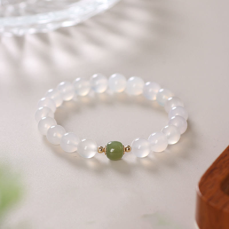 Nimara Ritual Natural White Agate Jade Luck Bracelet