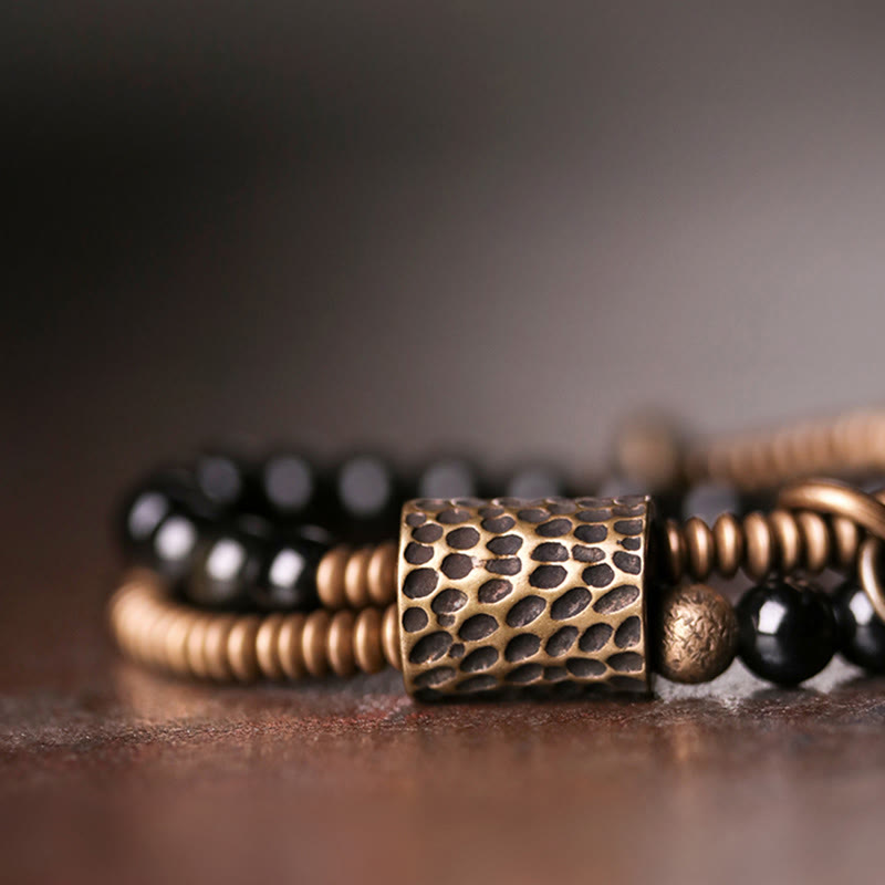 Nimara Ritual Rainbow Obsidian Copper Inner Peace Healing Double Layer Bracelet