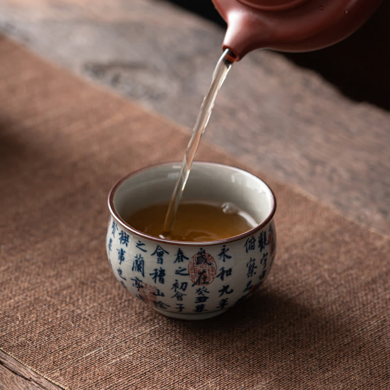 Nimara Ritual Mountain Landscape Lotus Orchid Pavilion Gathering Ceramic Teacup Kung Fu Tea Cup