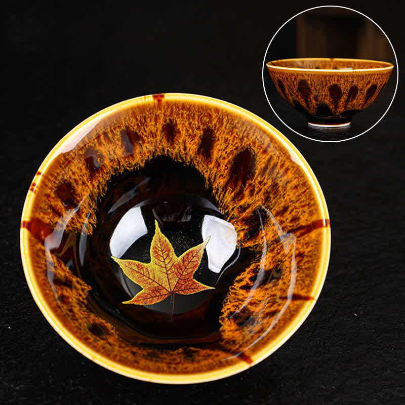 Nimara Ritual Maple Leaf Colorful Ceramic Teacup Home Tea Cups