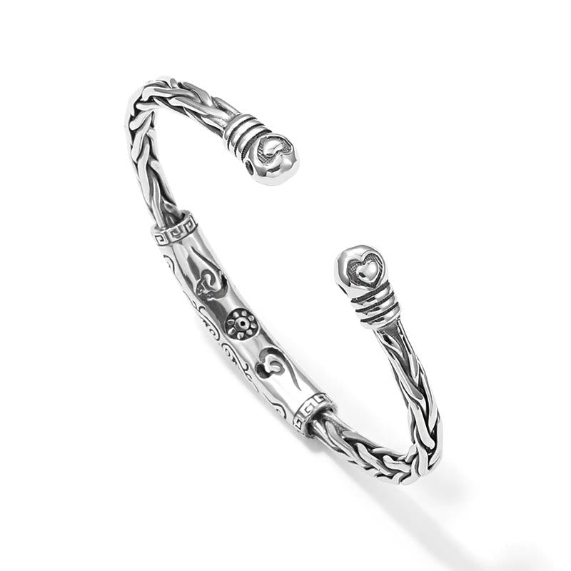 Nimara Ritual Tibet Om Mani Padme Hum Engraved Focus Cuff Bracelet Bangle