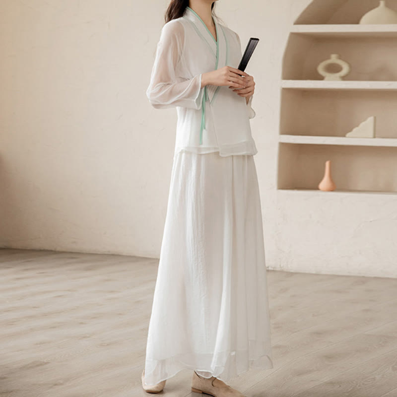 Nimara Ritual Retro Prayer Zen Spiritual Meditation Practice Chiffon Clothing Women's Set