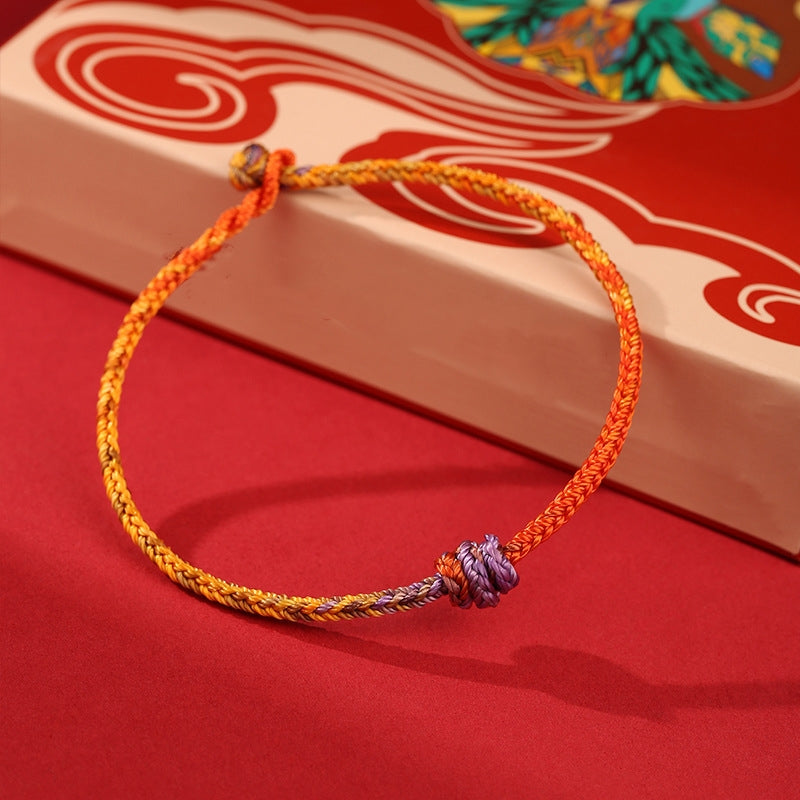 Nimara Ritual Handcrafted Colorful Purple Gold Red Braid Rope Bracelet