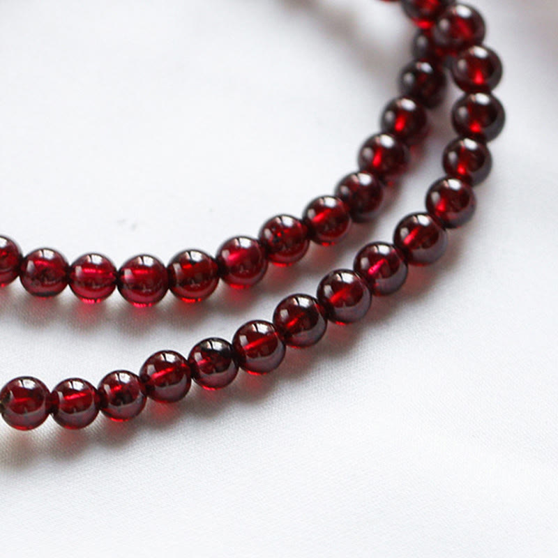 Nimara Ritual 14K Gold Plated Natural Garnet Strawberry Quartz Stability Double Wrap Bracelet