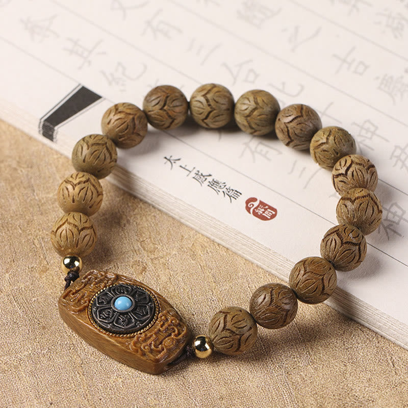 Nimara Ritual Green Sandalwood Ebony Wood Sandalwood Om Mani Padme Hum Soothing Bracelet