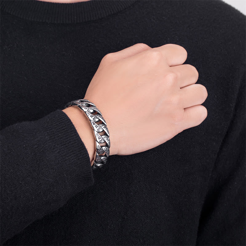 Nimara Ritual Tibetan Om Mani Padme Hum Mantra Titanium Steel Peace Cuf Bangle Bracelet