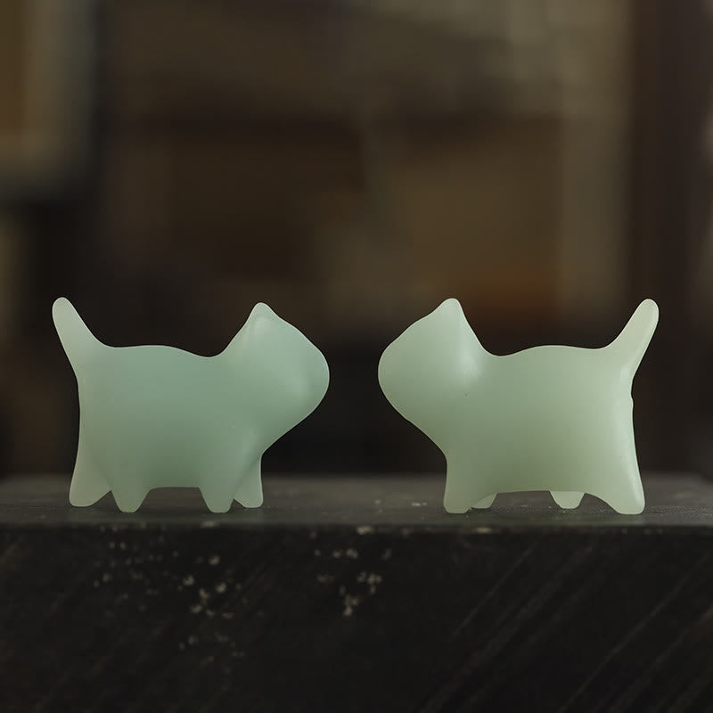 Nimara Ritual 2Pcs Mini Cute Cat Glowstone Luminous Lucky Cat Energy Decoration