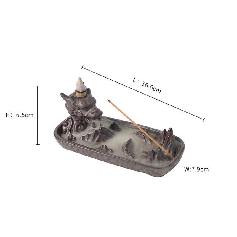 Nimara Ritual Dragon Mountain Strength Ceramic Incense Burner Decoration