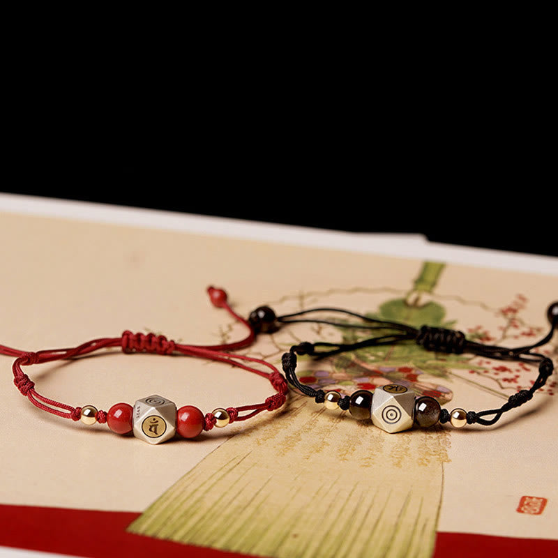 Nimara Ritual Handmade 925 Sterling Silver Chinese Zodiac Natal Buddha Cinnabar Calm Braided Bracelet