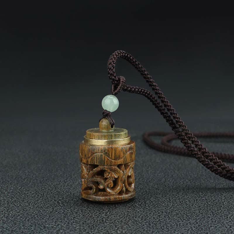 Nimara Ritual Tibet Green Sandalwood Rosewood Om Mani Padme Hum Lotus Positive Soothing Necklace Pendant