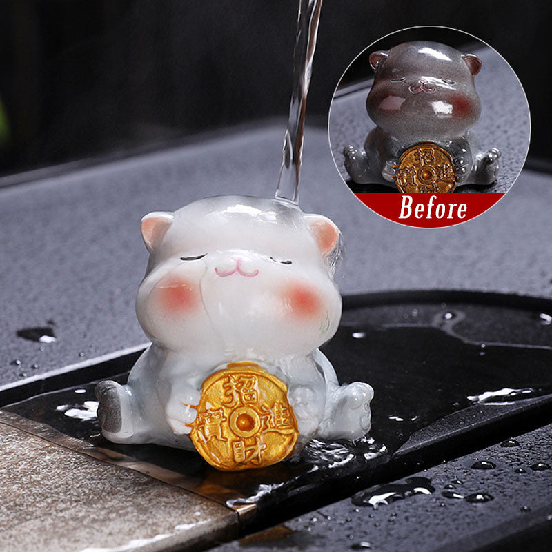Nimara Ritual Color Changing Cute Mini Cat Resin Tea Pet Wealth Home Figurine Decoration