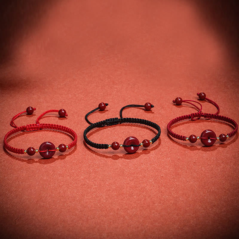 Nimara Ritual Natural Cinnabar Peace Buckle Blessing String Bracelet
