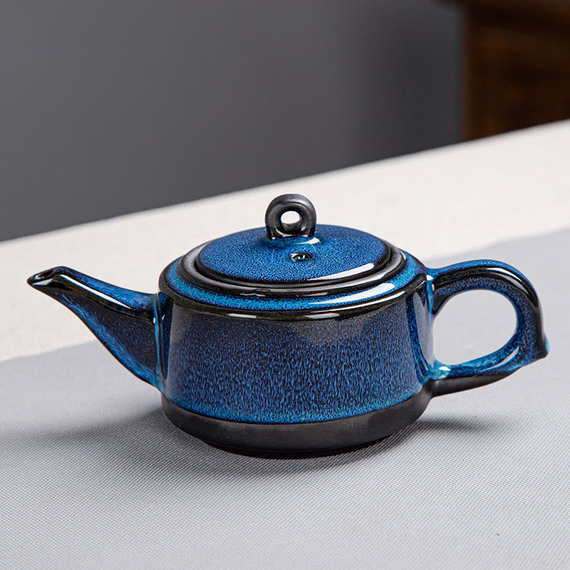 Nimara Ritual Blue Gradient Color Chinese Gongfu Tea Ceramic Teapot Portable Gift Bag Box Set