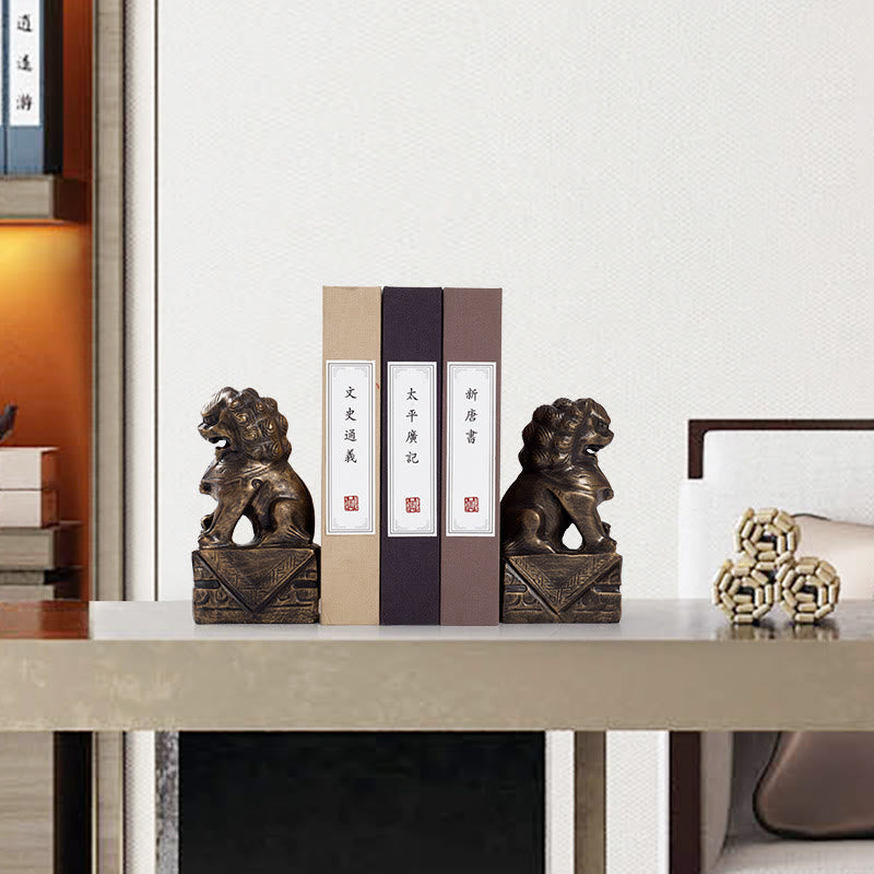 Nimara Ritual 2Pcs Lion Statue Courage Strength Resin Home Office Decoration