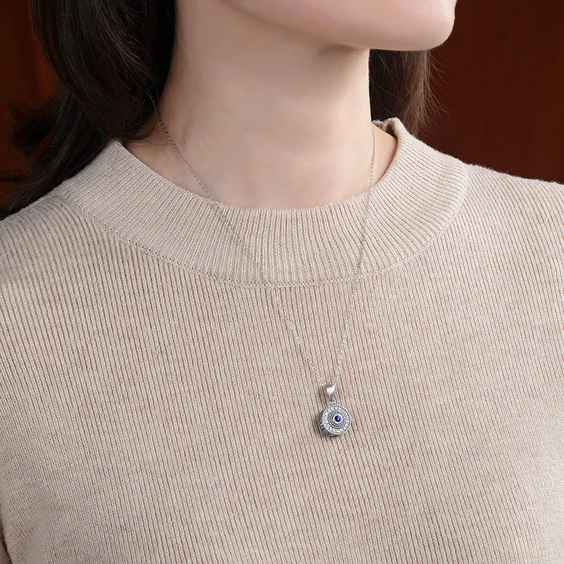 Nimara Ritual 925 Sterling Silver Om Mani Padme Hum Lazurite Love Peace Necklace Pendant