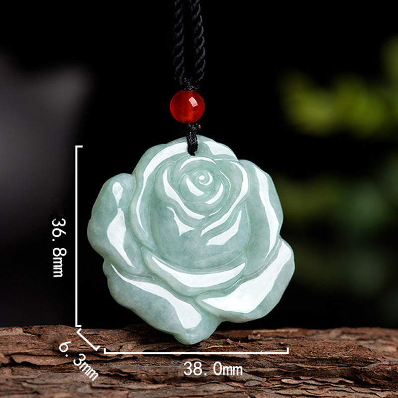 Nimara Ritual Lotus Pattern Jade Abundance Prosperity Necklace String Pendant