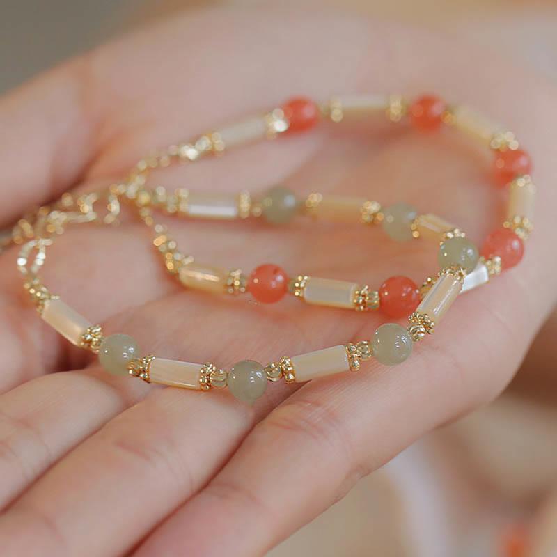 Nimara Ritual Tridacna Stone Red Agate Hetian Jade Blessing Bracelet