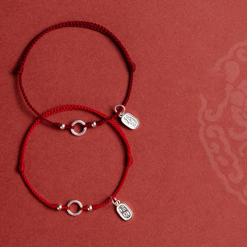 Nimara Ritual 925 Sterling Silver Lucky Fortune Peace Joy Lotus Peace Buckle Red String Bracelet