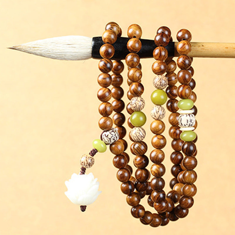 Nimara Ritual Tibetan Rosewood Lotus Mala Protection Calm Necklace Bracelet