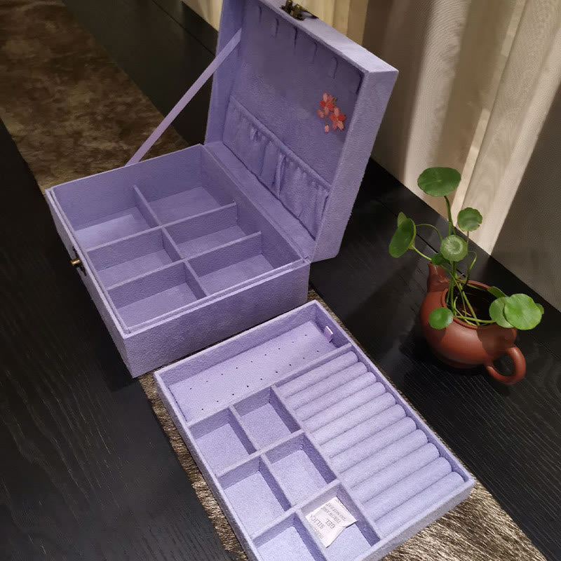 Nimara Ritual Purple Phoenix Jewelry Box Organizer Two-Layer Jewelry Storage Box Flannel Box