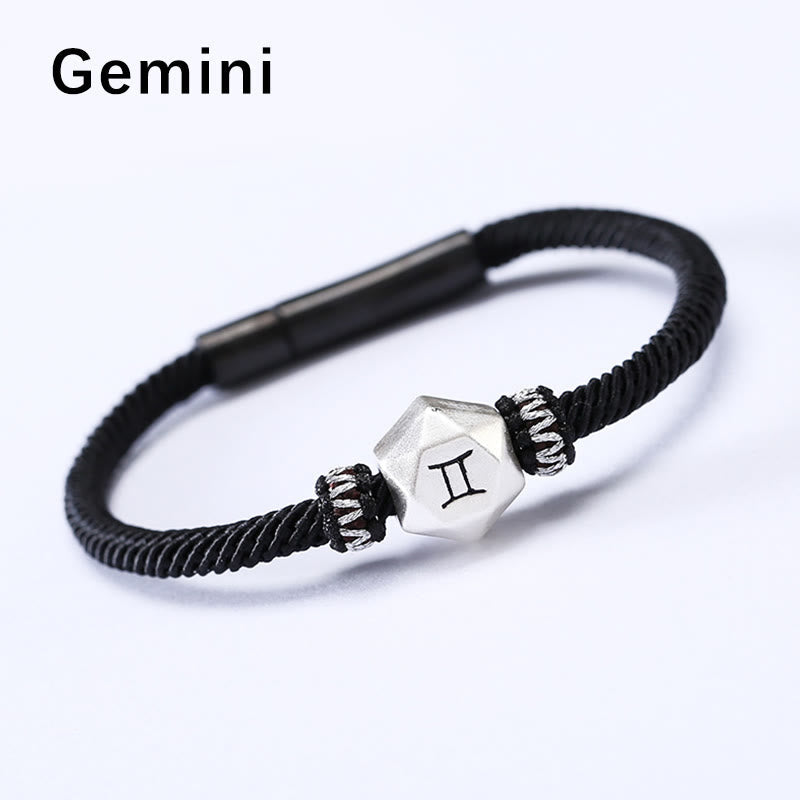 Nimara Ritual 999 Sterling Silver 12 Constellations of the Zodiac Protection Handmade String Bracelet
