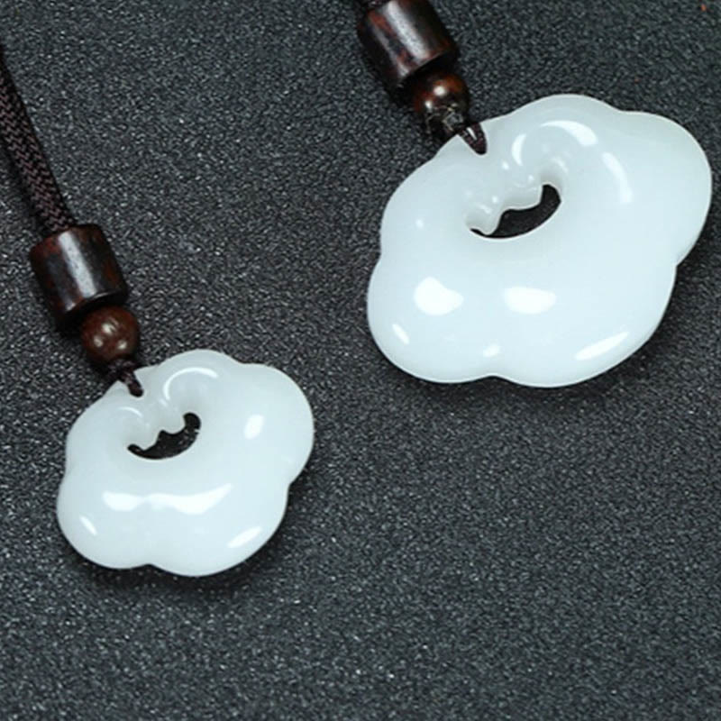 Nimara Ritual Tianshan Jade Golden Silk Jade Chinese Lock Charm Abundance Necklace Pendant