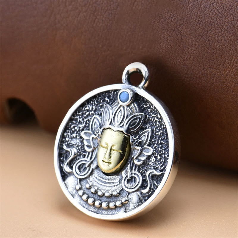 Nimara Ritual 925 Sterling Silver Green Tara Double Dorje Vajra Protection Necklace Pendant