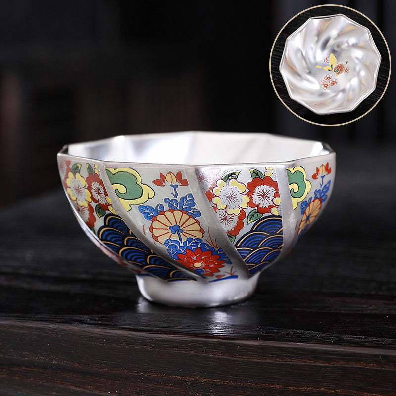 Nimara Ritual Chrysanthemum Flowers Ceramic Teacup Kung Fu Tea Cup