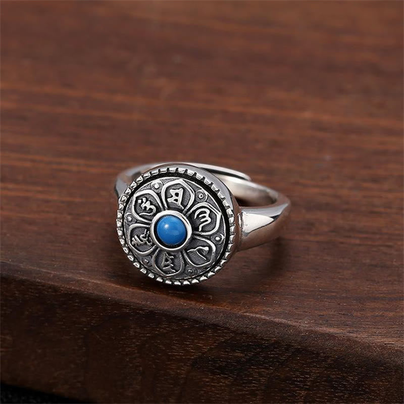 Nimara Ritual Tibetan Om Mani Padme Hum Peace Rotatable Ring