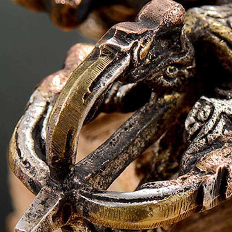 Nimara Ritual Tibetan Handmade 5 Prong Double Dorje Copper Iron Thunderbolt Strength Vajra