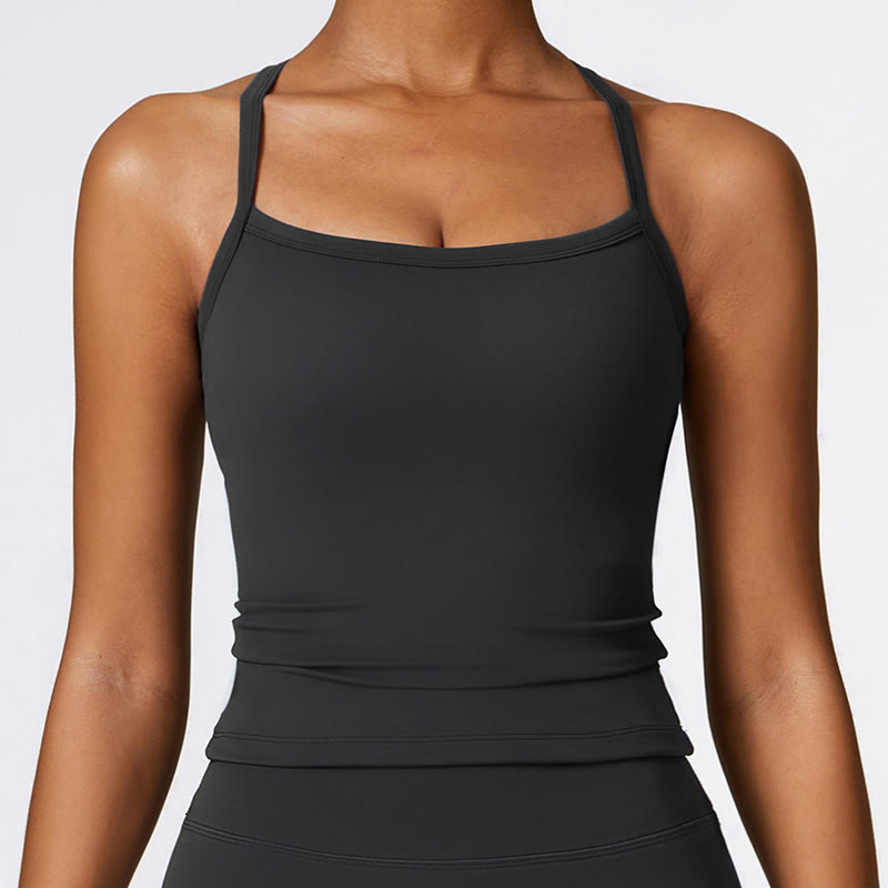 Nimara Ritual Solid Color Crop Tank Top High Waist Shorts Sports Fitness Gym Yoga Outfits