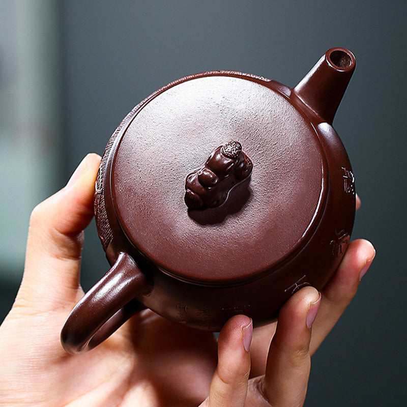 Nimara Ritual Yixing Handmade Brown Dragon Purple Clay Kung Fu Teapot 240ml